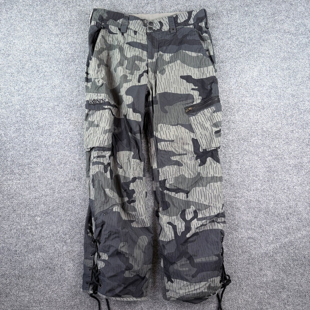 VTG Burton Ronin Roper Snowboard Pants Mens M 32x30 Gray Camo Ski Cargo